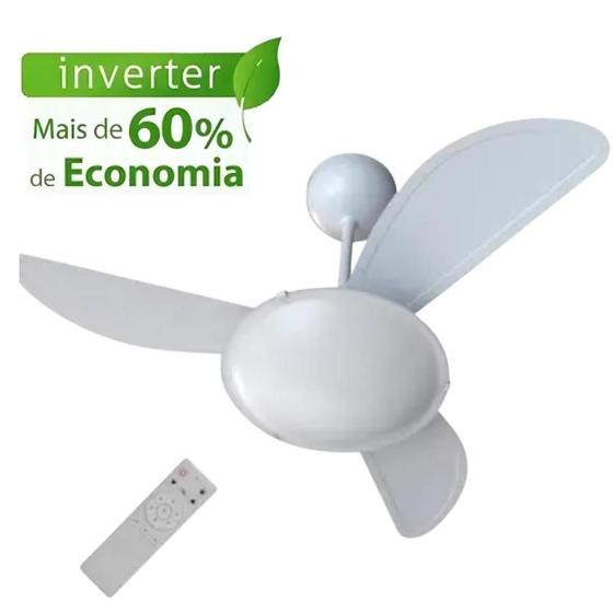 Ventilador De Teto Ventisol Sunny Inverter Com Controle Branco 90 Cm 60 Hz 127/220v Plástico